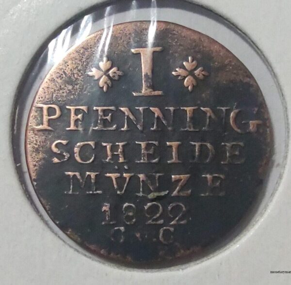 Brunswick 1 pfennig, 1822 Mintmark - CvC