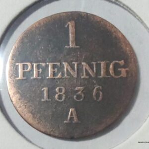 Hannover 1 pfennig, 1836 Mintmark "A" - Clausthal