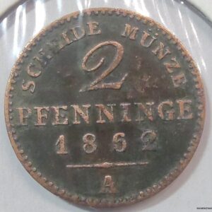 Prussia 2 pfennig, 1862