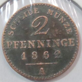 Prussia 2 pfennig, 1862