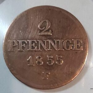 Saxony 2 pfennig, 1855