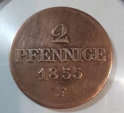 Saxony 2 pfennig, 1855