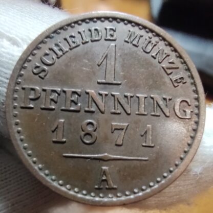 Prussia 1 pfennig, 1871