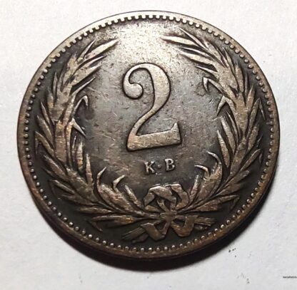 Редкая монета Hungary 2 Filler 1895 года, лицевая сторон