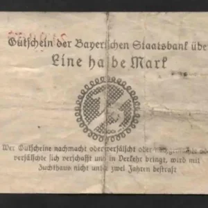 1/2 Mark banknote emergency money Nuremberg Bavarian State Bank Nov. 15, 1918